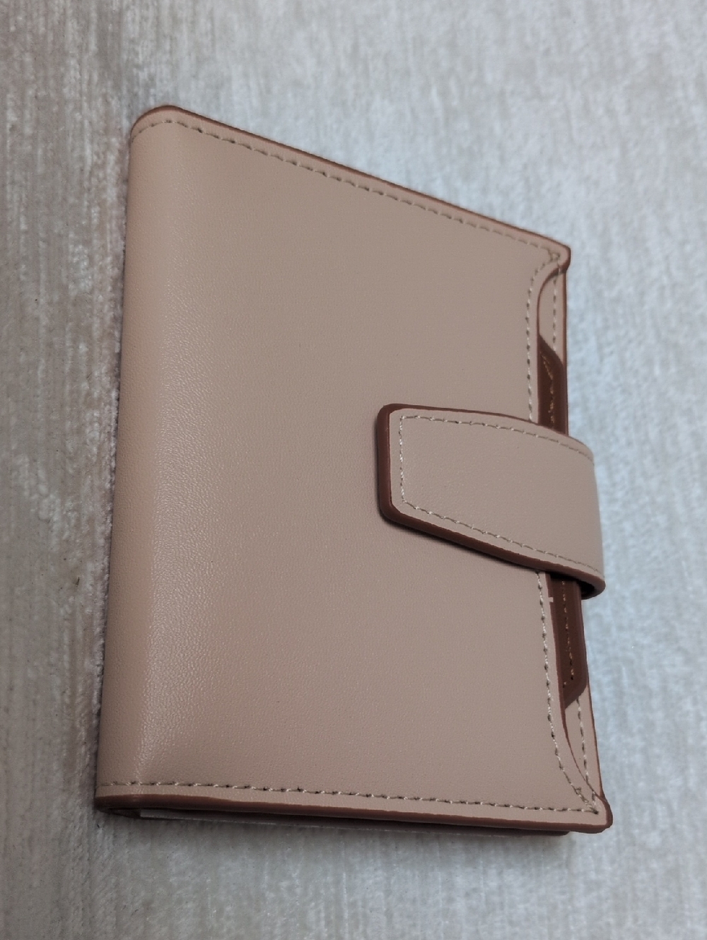 Blush Pink Brown Snap Closure 14 Slot Wallet Removable Insert Imported